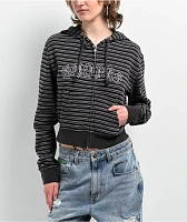 Empyre Angel Stripe Black & Grey Crop Zip Hoodie