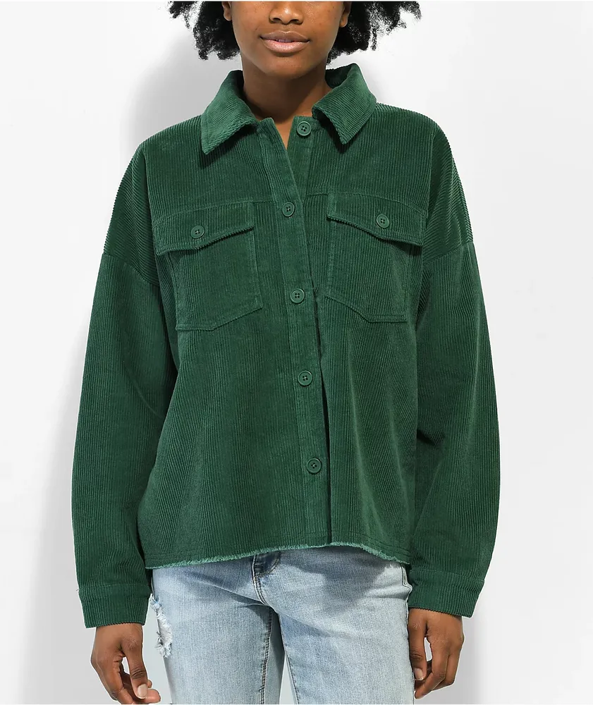 Empyre Aria Green Corduroy Shirt Jacket