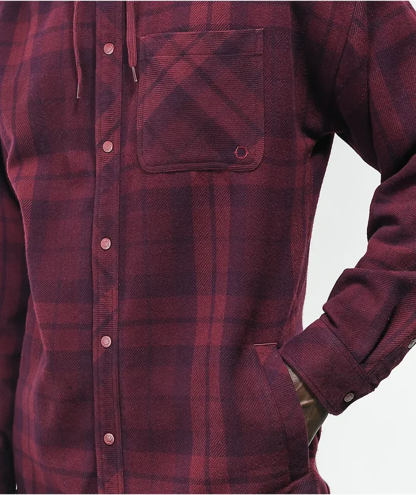 Empyre Ash Red Plaid Hooded Flannel Shirt