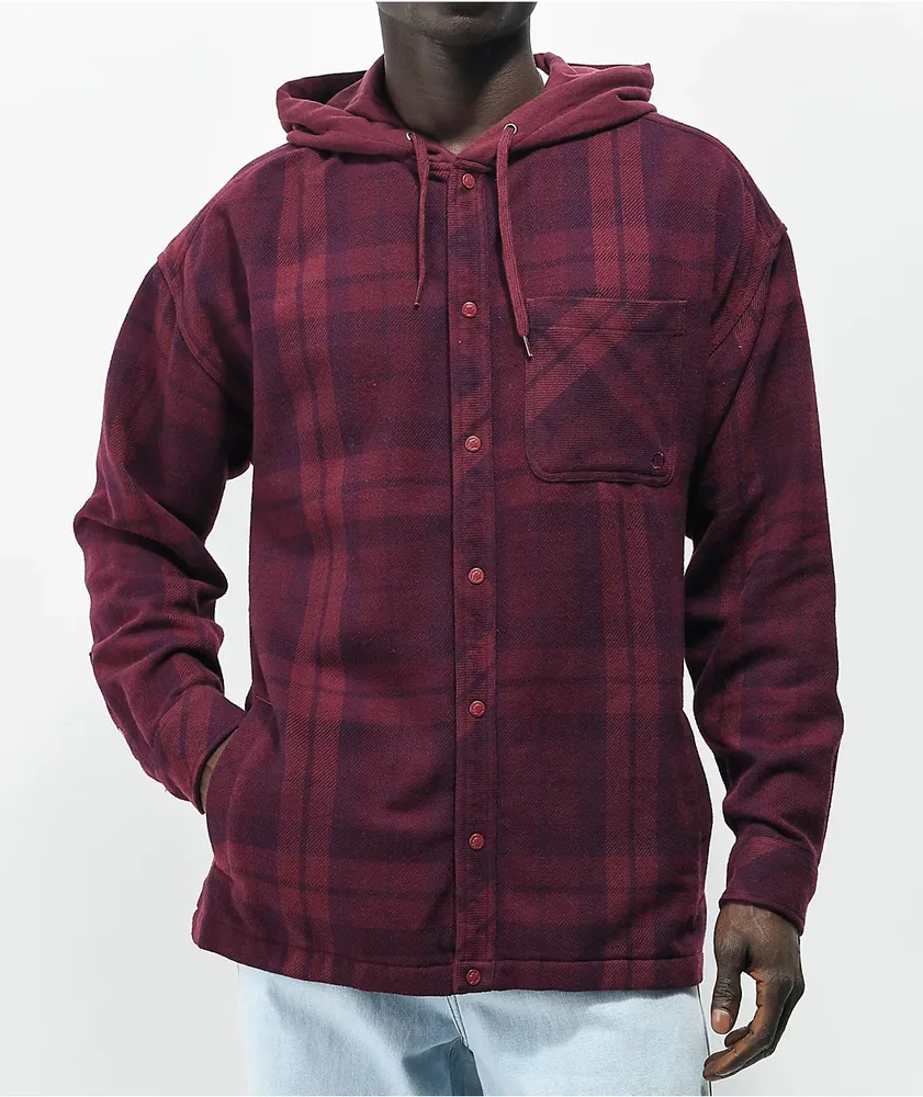 Empyre Ash Red Plaid Hooded Flannel Shirt