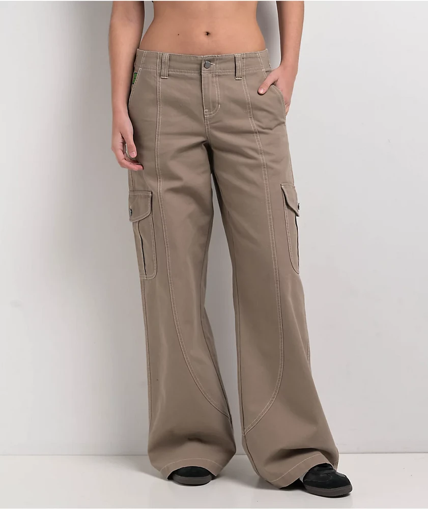 Empyre Audra Taupe Grey Loose Fit Cargo Pants