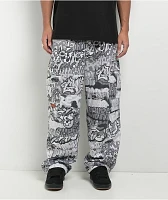Empyre B&W Graffiti Grey Camo Ultra Loose Cargo Pants