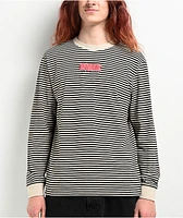 Empyre Bad Cat Micro Stripe Black & White Long Sleeve T-Shirt