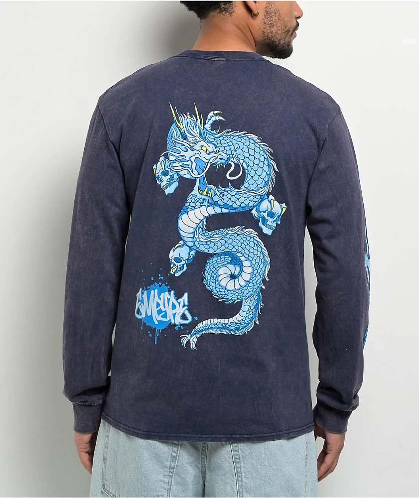 Empyre Ballpoint Dragon Navy Wash Long Sleeve T-Shirt