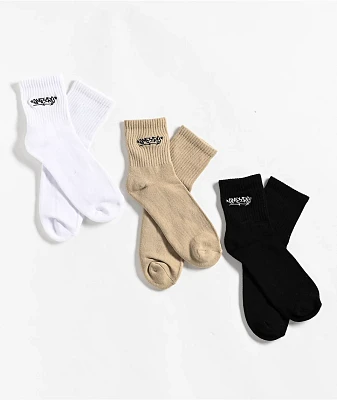 Empyre Black, Beige, & White 3 Pack Ankle Socks