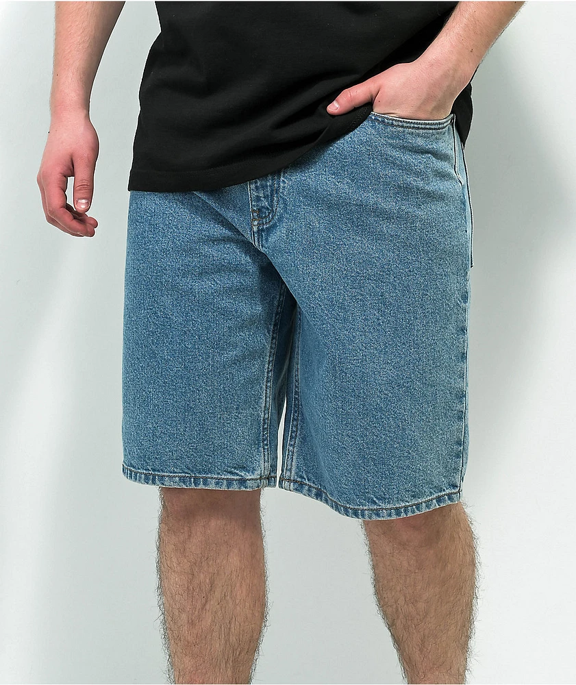 Empyre Blake Loose Fit Blue Wash Denim Skate Shorts