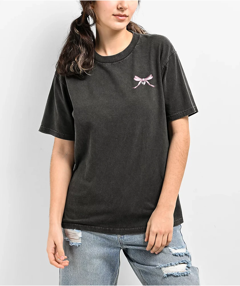 Empyre Bows N' Heart Black Wash T-Shirt