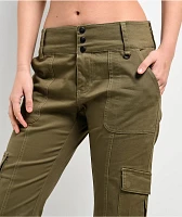 Empyre Britt Y2K Burnt Olive Low Rise Flare Cargo Pants