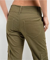 Empyre Britt Y2K Burnt Olive Low Rise Flare Cargo Pants