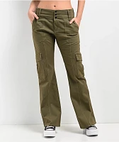 Empyre Britt Y2K Burnt Olive Low Rise Flare Cargo Pants