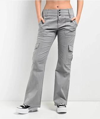 Empyre Britt Y2K Limestone Low Rise Flare Cargo Pants