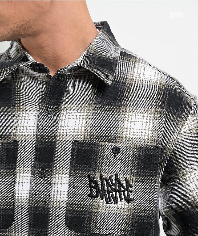 Empyre Browser White & Black Plaid Flannel Shirt