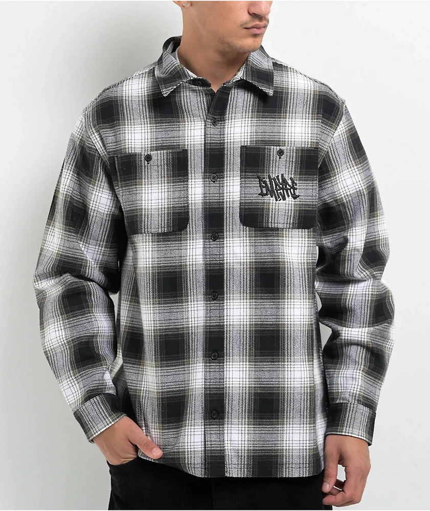 Empyre Browser White & Black Plaid Flannel Shirt