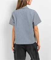 Empyre Buffy Blue & White Stripe Crop Work Shirt