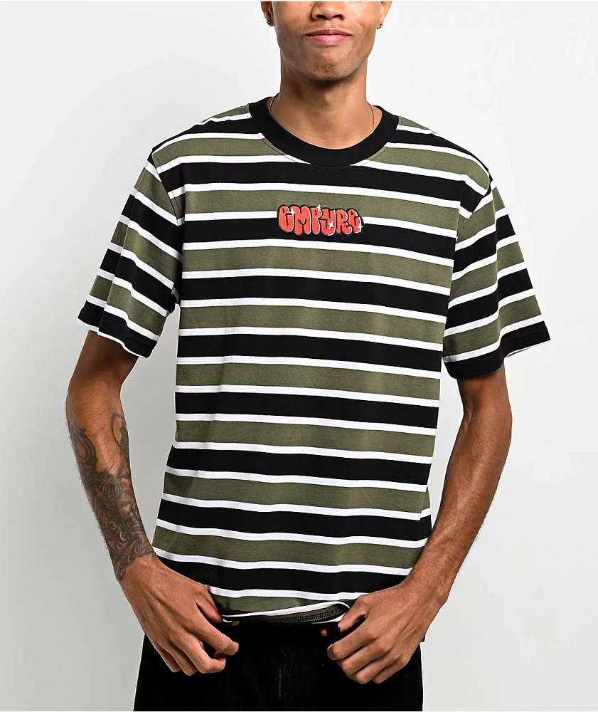 Empyre Burner Knit Deep Lichen Green Stripe T-Shirt