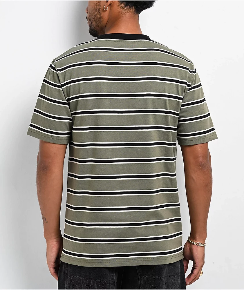 Empyre Burner Knit Olive Green & Black Stripe T-Shirt