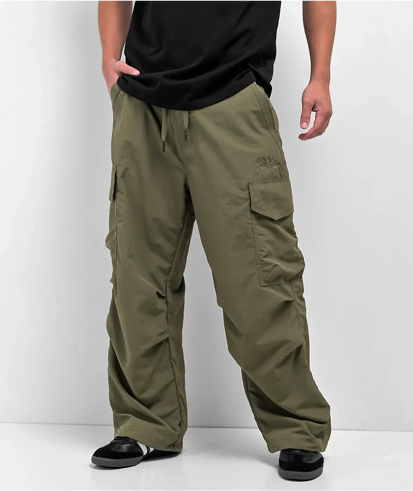 Buy UNISEX Enchanted Forest Bottle Green Cargo Parachute Pants By