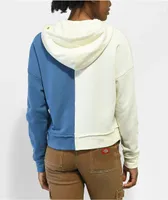 Empyre Caspian Mushroom Cream & Blue Split Crop Zip Hoodie