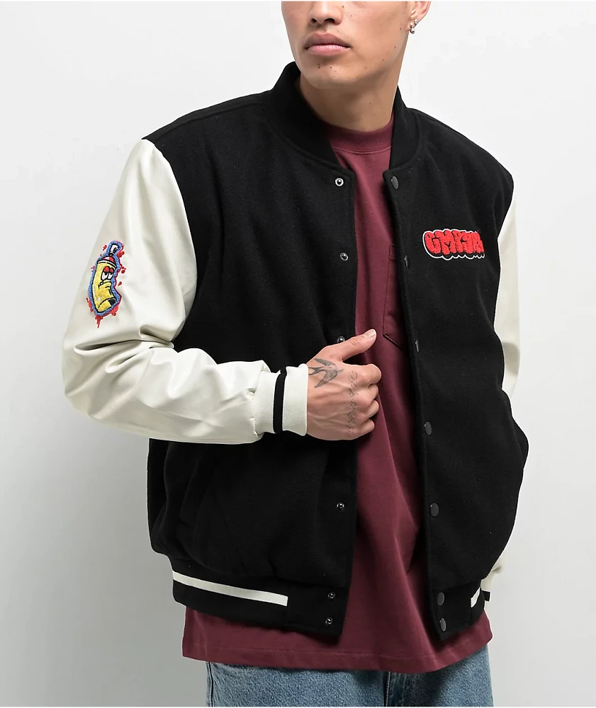 Empyre Cat A Tat Black & Cream Varsity Jacket