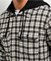 Empyre Chancer Black & Cream Plaid Hooded Zip Flannel Shirt