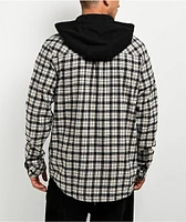 Empyre Chancer Black & Cream Plaid Hooded Zip Flannel Shirt