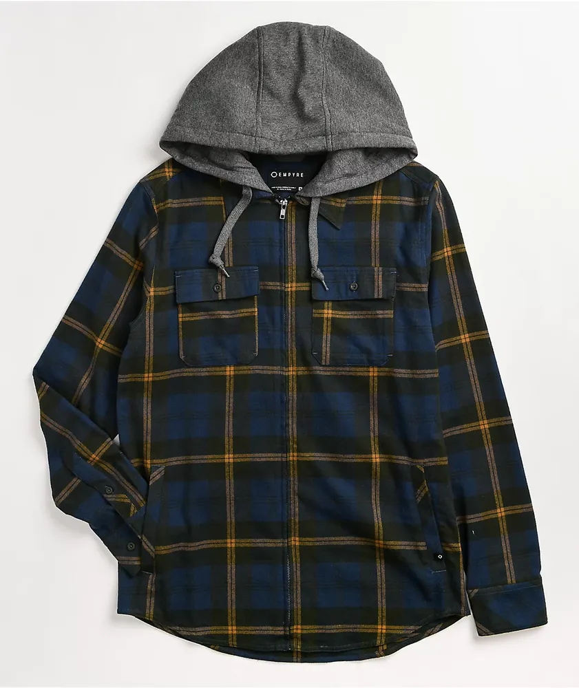 Empyre Chancer Blue & Yellow Hooded Flannel Shirt