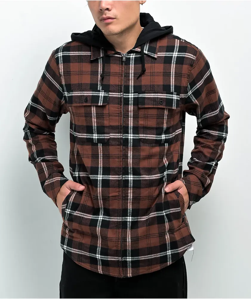 Empyre Chancer Brown Hooded Flannel Shirt