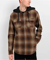 Empyre Chancer Brown Hooded Flannel Zip Shirt