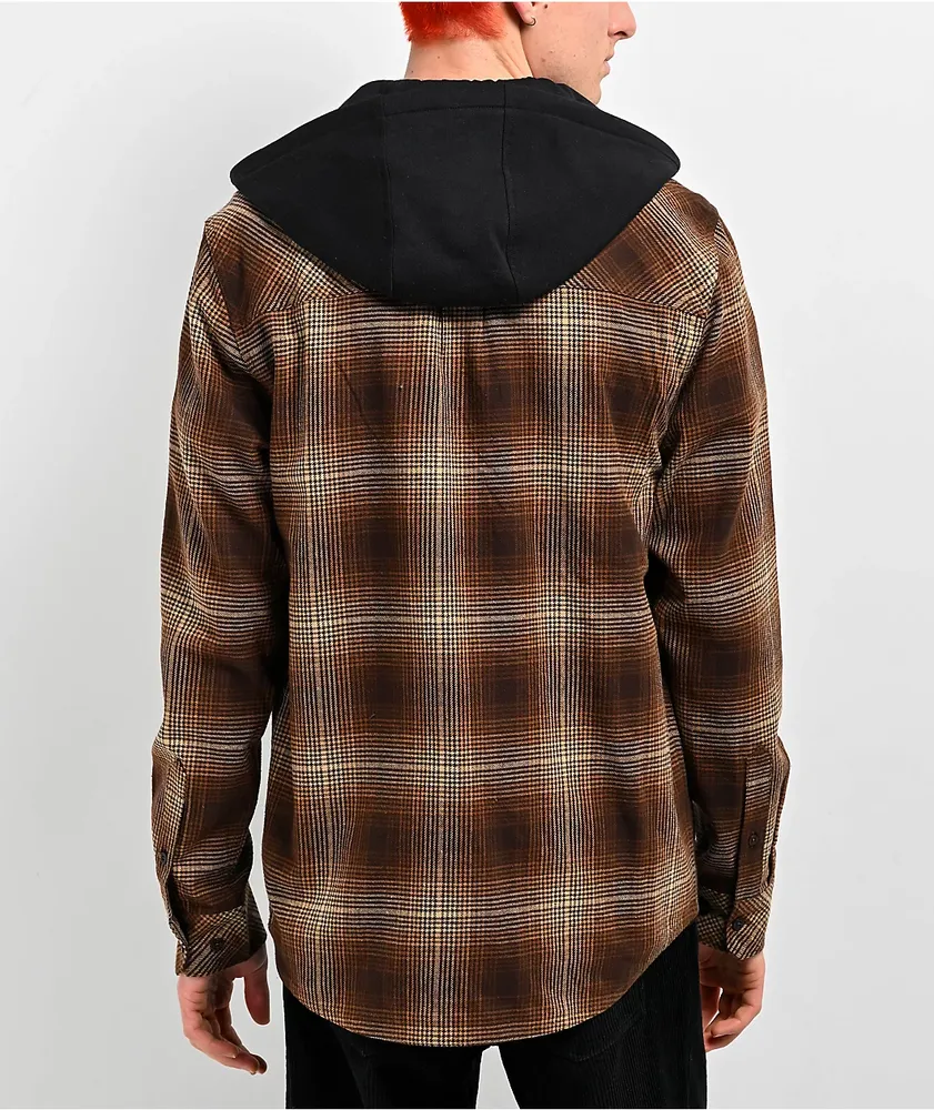 Empyre Chancer Brown Hooded Flannel Zip Shirt