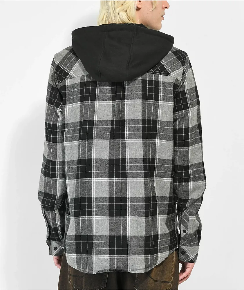 Empyre Chancer Grey & Black Hooded Flannel Shirt