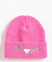 Empyre Chrome Heart Pink Beanie