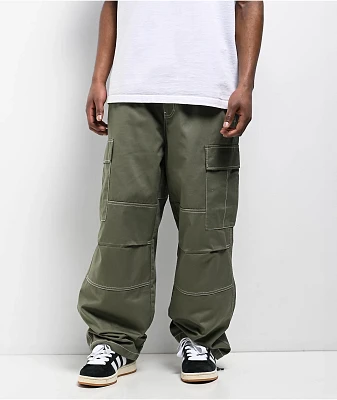 Empyre Contrast Olive Ultra Loose Cargo Skate Pants