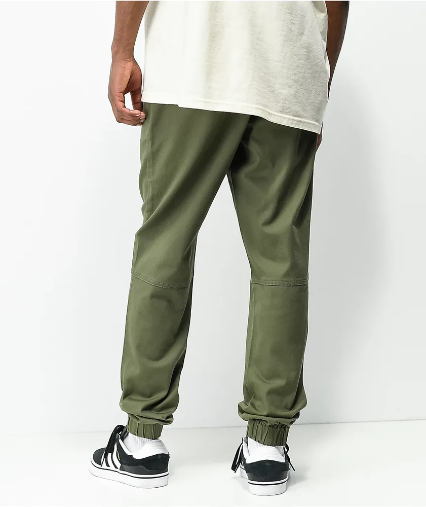 Empyre Creager Stretch Elastic Waist Green Jogger Pants