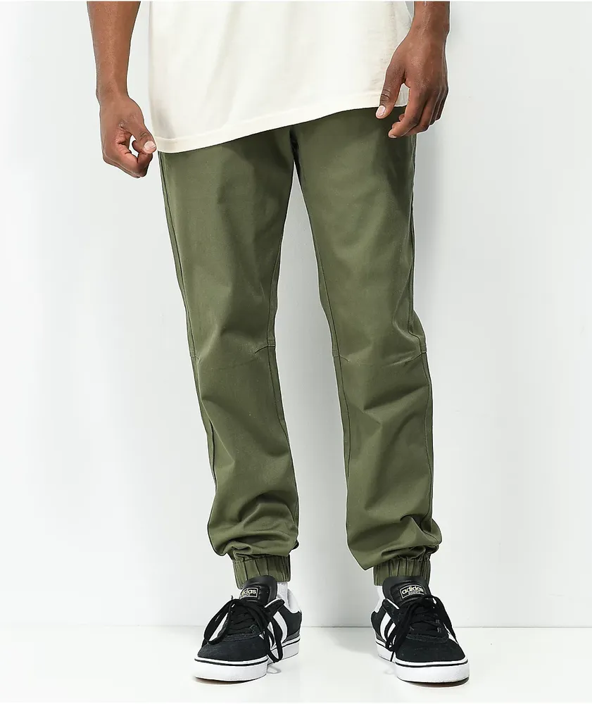 Empyre Creager Stretch Elastic Waist Green Jogger Pants