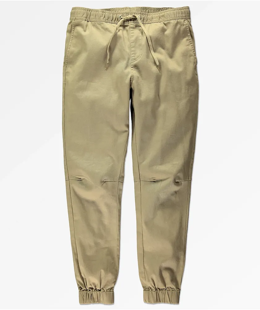 Empyre Creager Stretch Elastic Waist Khaki Jogger Pants