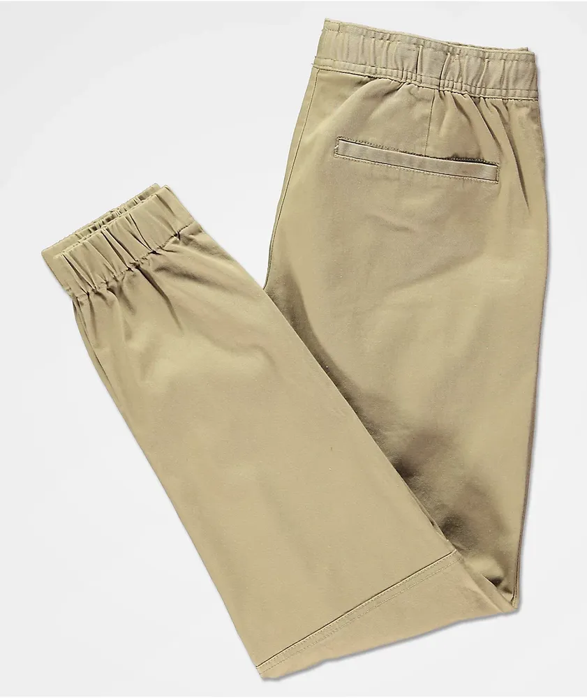 Empyre Creager Stretch Elastic Waist Khaki Jogger Pants