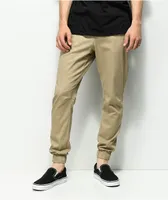 Empyre Creager Stretch Elastic Waist Khaki Jogger Pants