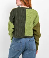 Empyre Dehya Patchwork Green Crop Sweater