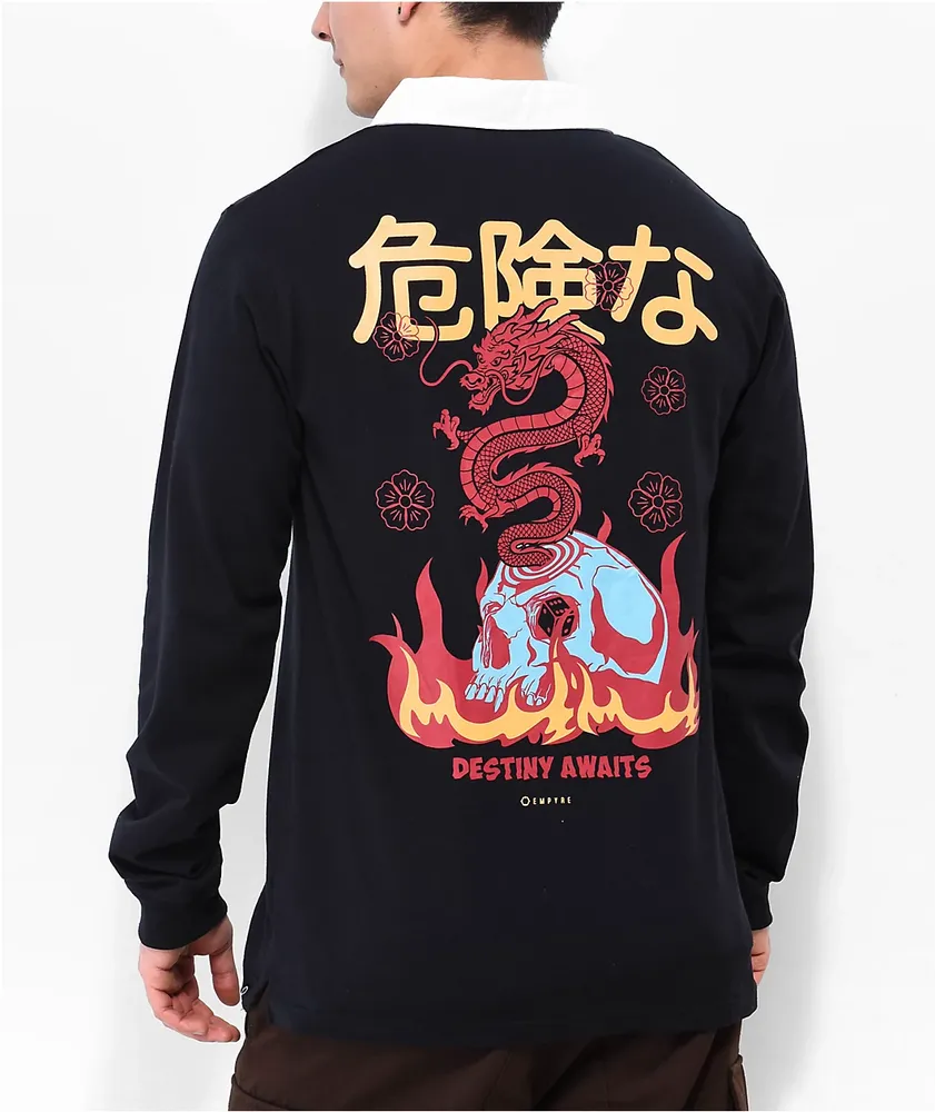 Empyre Destiny Awaits Black Long Sleeve Polo Shirt