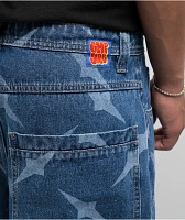 Empyre Diamond Plate Double Knee Blue Ultra Wide Carpenter Shorts