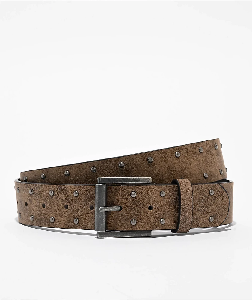 Empyre Distressed Studded Brown Belt