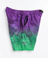 Empyre Dixon Purple & Green Tie Dye Elastic Waist Shorts