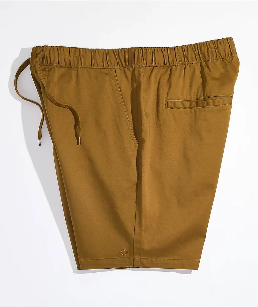 Empyre Dixon Tobacco Brown Elastic Waist Shorts