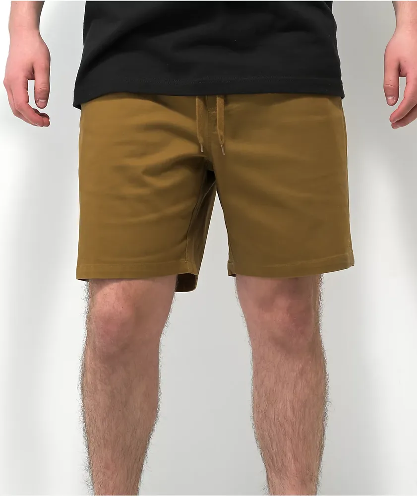 Empyre Dixon Tobacco Brown Elastic Waist Shorts