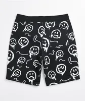 Empyre Doodles Black & White Sweat Shorts