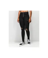 Empyre Drea High-Rise Exposed Button Black Jeggings