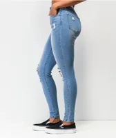 Empyre Drea High-Rise Exposed Button Light Wash Denim Jeggings