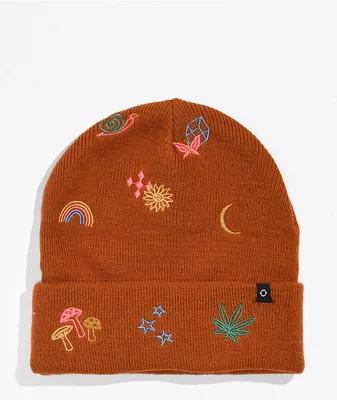 Empyre Dwell Brown Embroidered Beanie