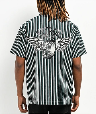 Empyre Eagle Glen Green & Black Striped Short Sleeve Shirt