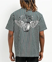 Empyre Eagle Glen Green & Black Striped Short Sleeve Shirt